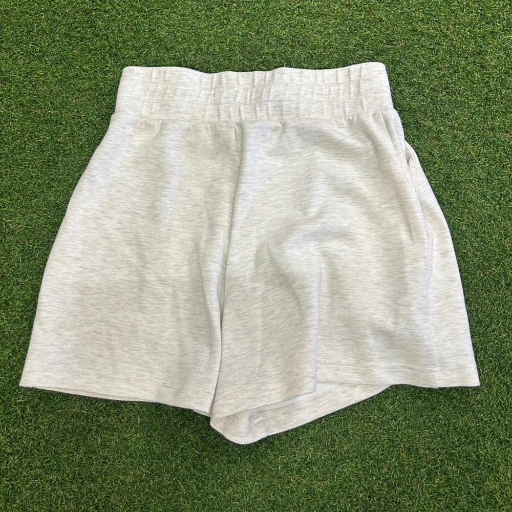 Carbon38 Womens High Waisted Lounge Shorts Heathered Oatmeal Beige XS